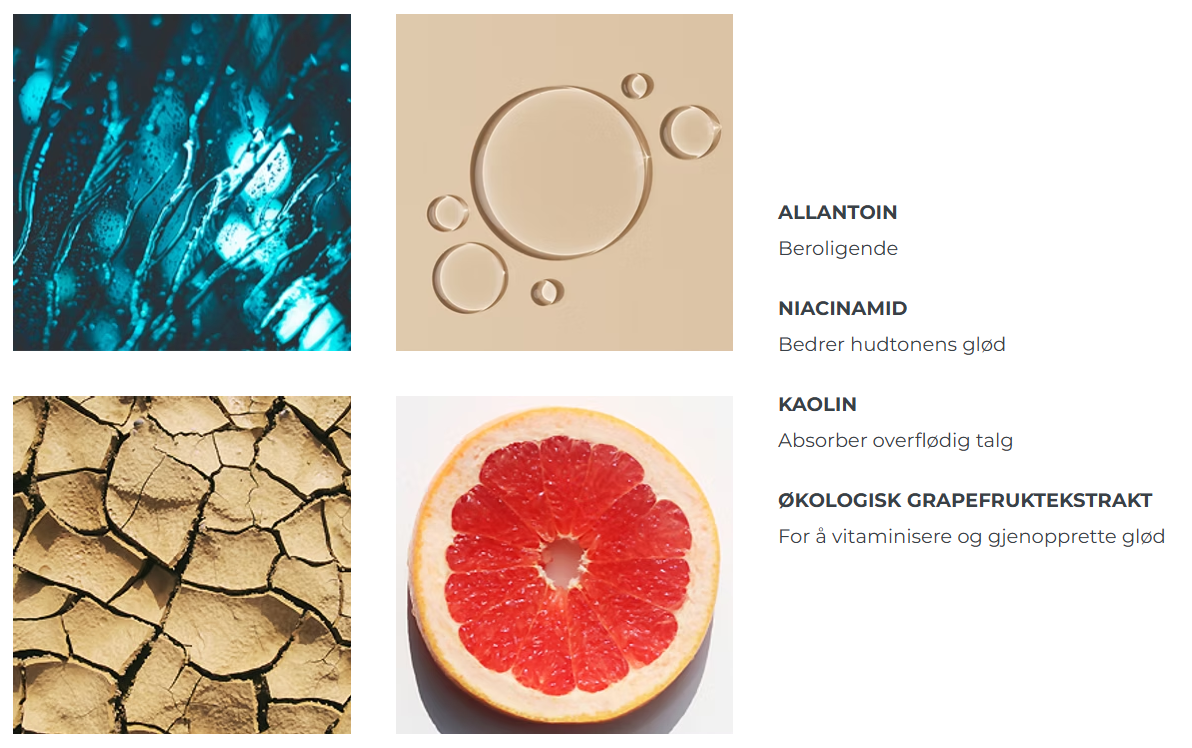 Allantion, niacinamid, kaolin, grapfruktekstrakt