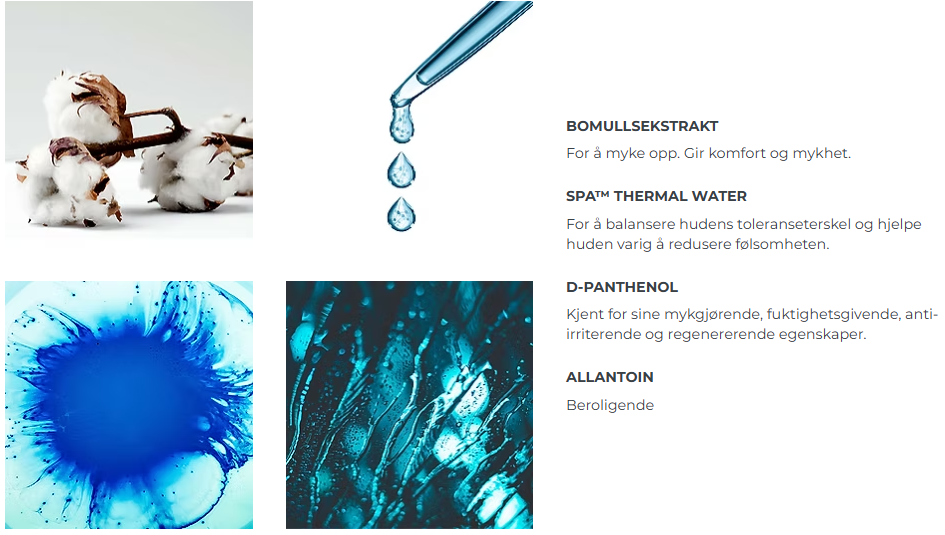 Bomullsekstrakt, Spa Thermal Water, D-Panthenol og allantion