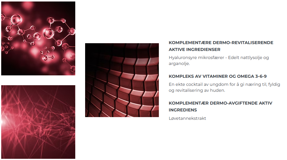Dermo-revitaliserende, vitaminer, omega 3.6.9 og Dermo-avgiftende