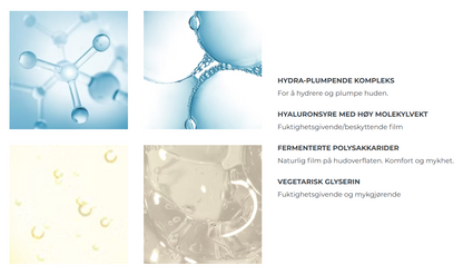Hydra-plumping, Hyaluronsyre, Polysaklkarider, Glyserin